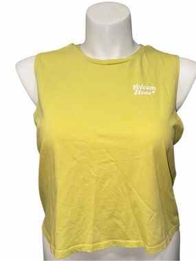 Volcom Stone Organic Cotton Muscle Tank Yellow Beach Graphic XL